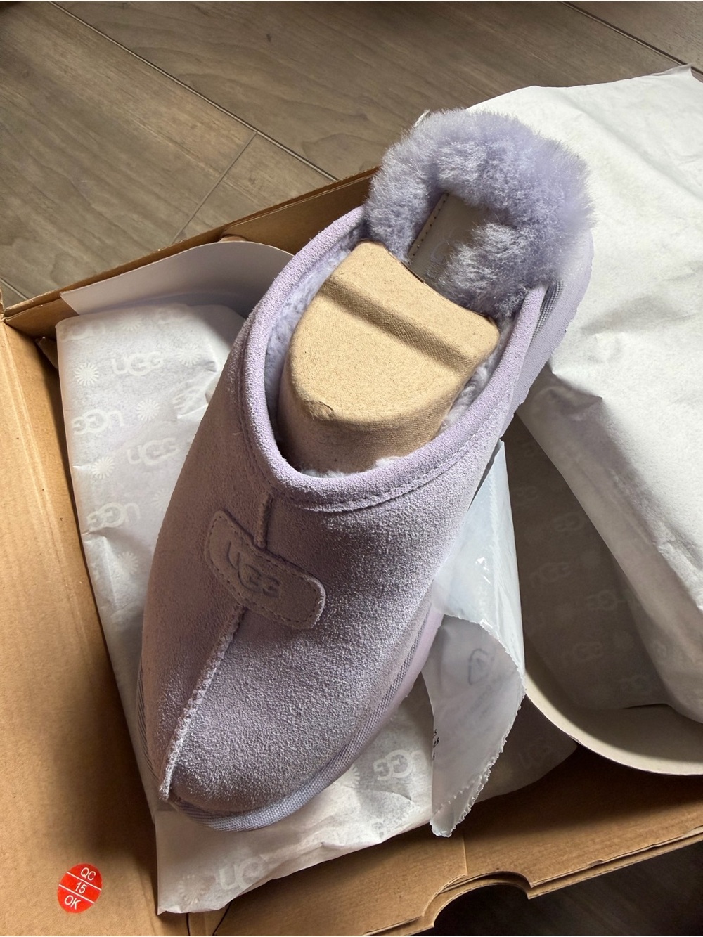 UGG Lavender Suede Shearling Slip-On Clog